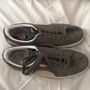 puma— Grey suede with a white